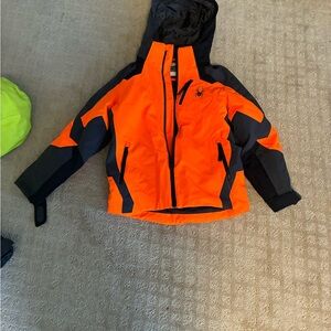 Spyder Kids Vibrant Orange and Black Puffer Jacket